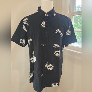 RSVLTS Black Shirt with White Skull Pattern